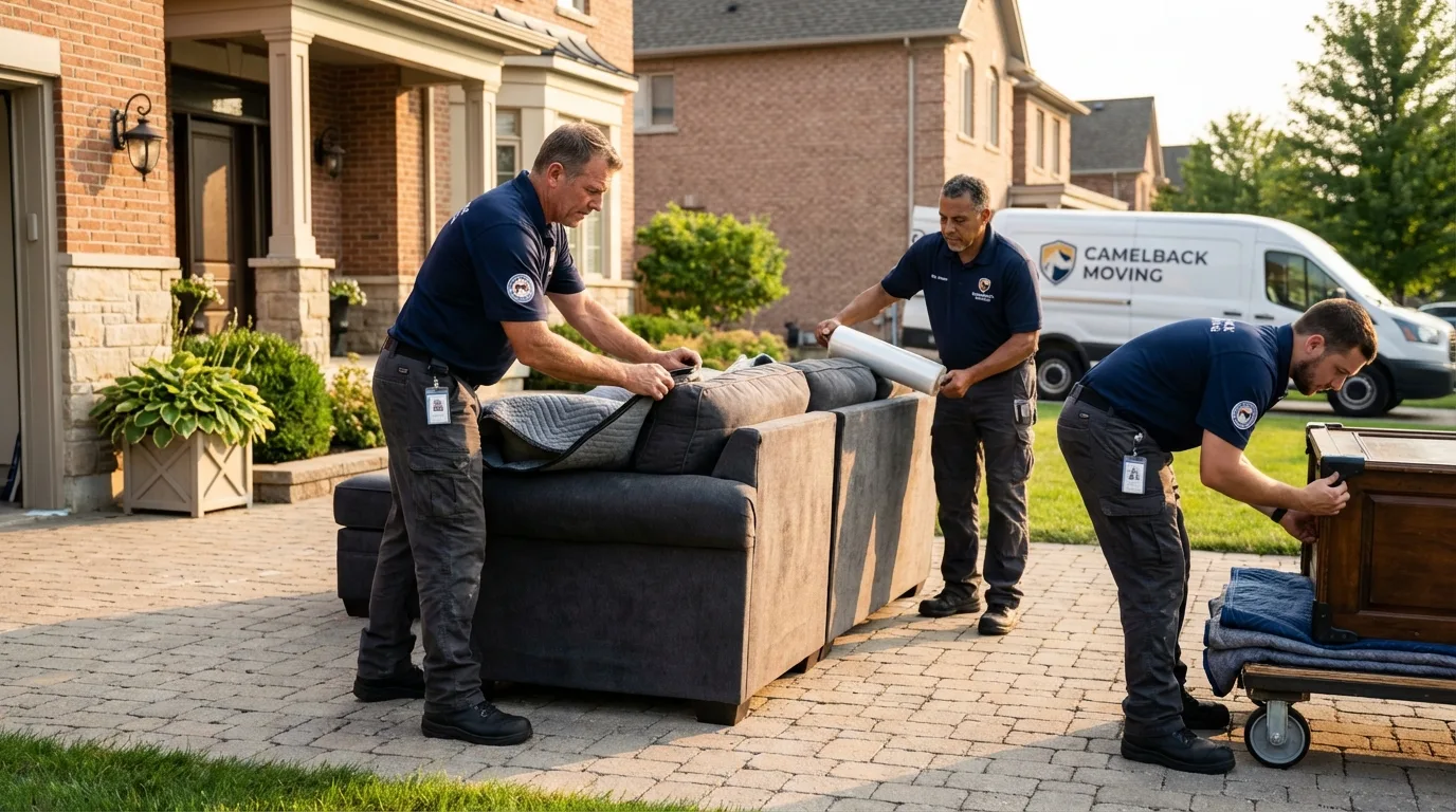 Large estate moving crew wrapping furniture in Darien, IL