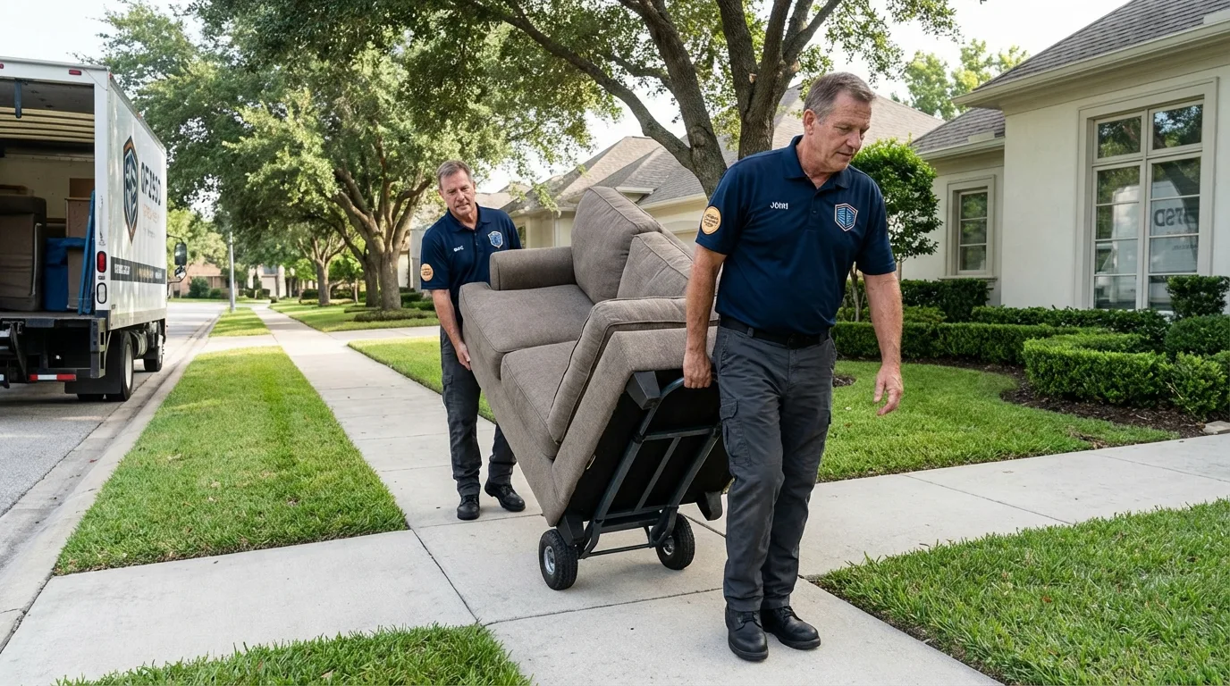 Local residential moving crew loading furniture in Darien, IL